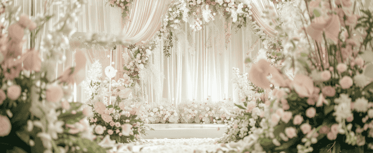 wedding venue decorated with flowers